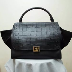 Celine Trapeze Black Handbag w/ Shoulder Strap